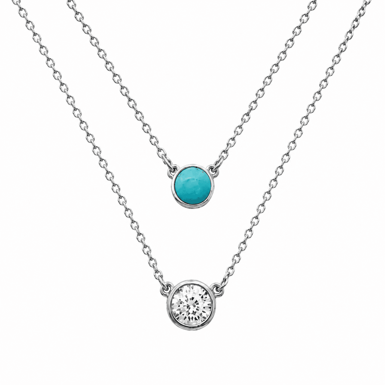 Double Shine- 925 Silver Sterling Necklace